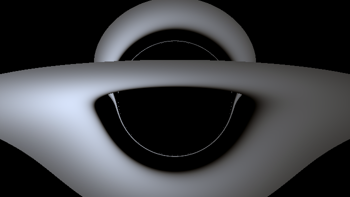 Schwarzschild (a=0) for comparison: a symmetric shadow with no frame-dragging of